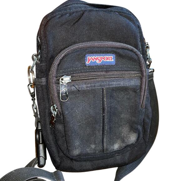 Vintage 90s Y2K Jansport Crossbody Bag Made in USA Black Small - Picture 1 of 11